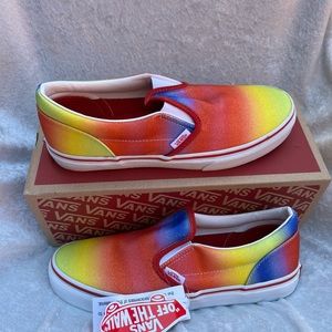 Multicolor, glitter, rainbow slide on vans sneakers